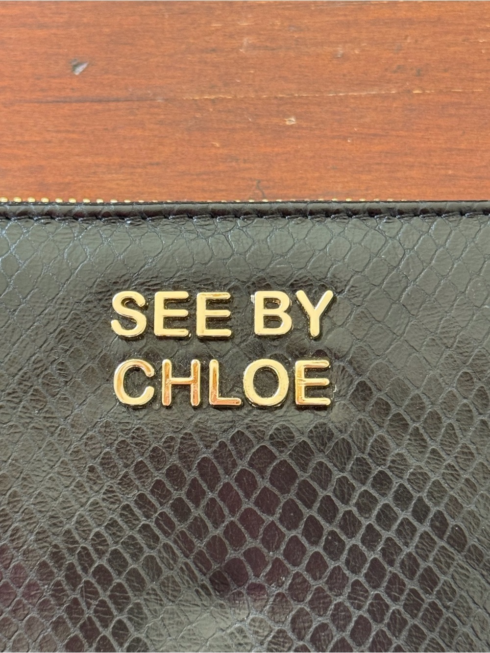 See By Chloe Snakeskin Embossed Leather Zip-Around Wallet - Picture 13 of 13